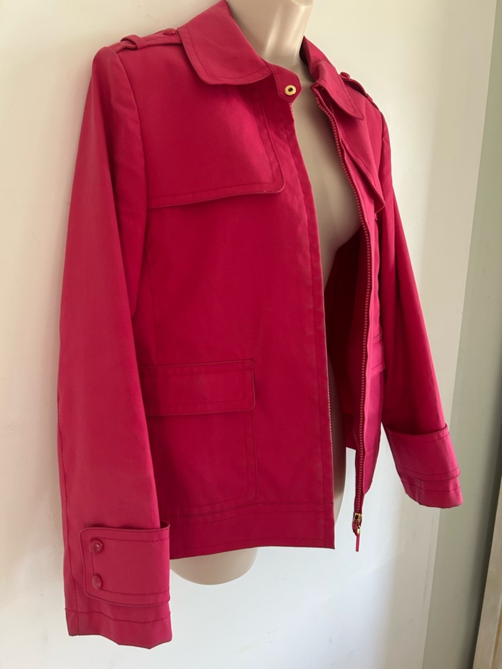 Carlisle Rose Pink Trench Jacket All- Weather All Season Classic Sz8 EUC